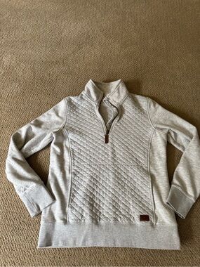 L.L. Bean women’s size small Quilted Half-Zip Sweater - Light Gray